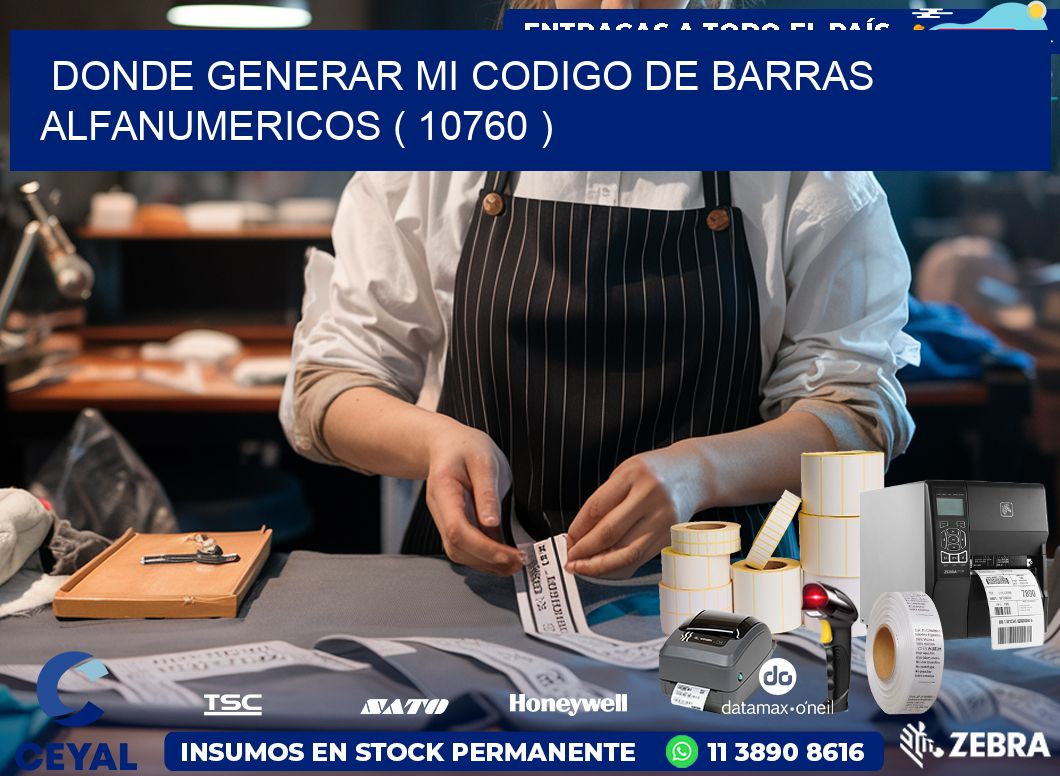 DONDE GENERAR MI CODIGO DE BARRAS ALFANUMERICOS ( 10760 )