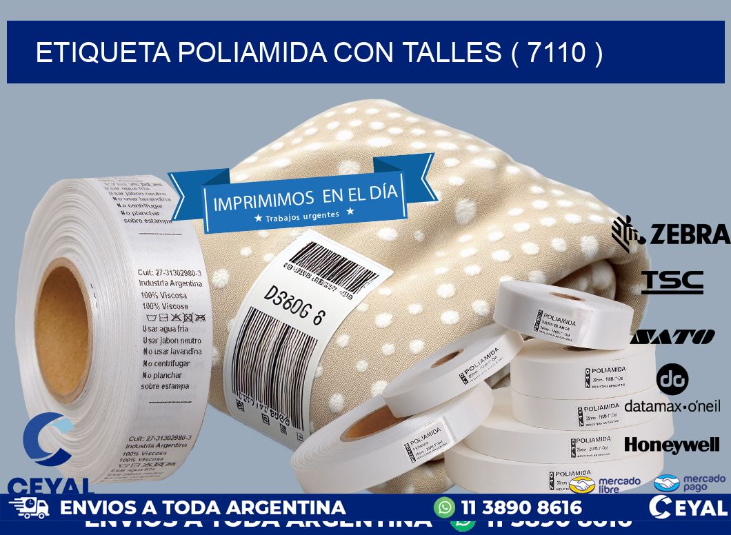 ETIQUETA POLIAMIDA CON TALLES ( 7110 )