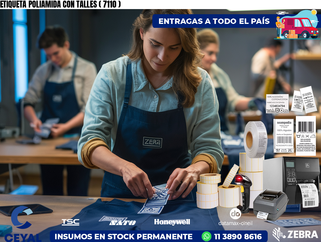 ETIQUETA POLIAMIDA CON TALLES ( 7110 )
