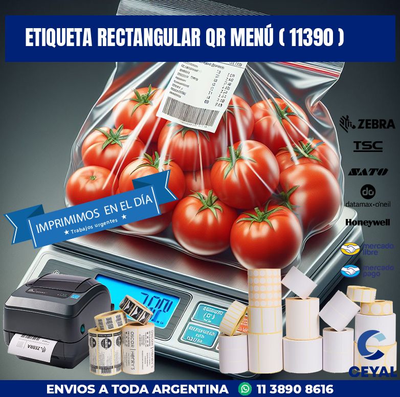 ETIQUETA RECTANGULAR QR MENÚ ( 11390 )