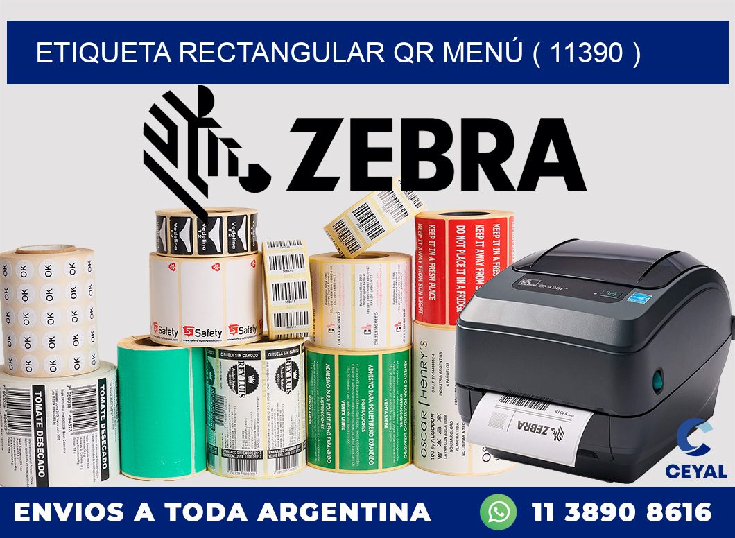 ETIQUETA RECTANGULAR QR MENÚ ( 11390 )