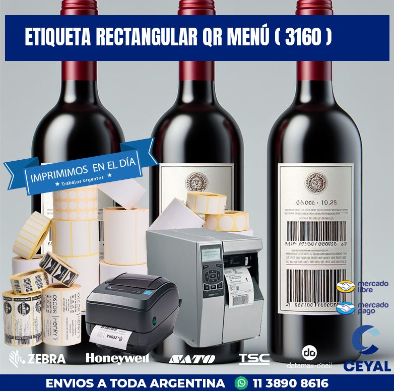 ETIQUETA RECTANGULAR QR MENÚ ( 3160 )