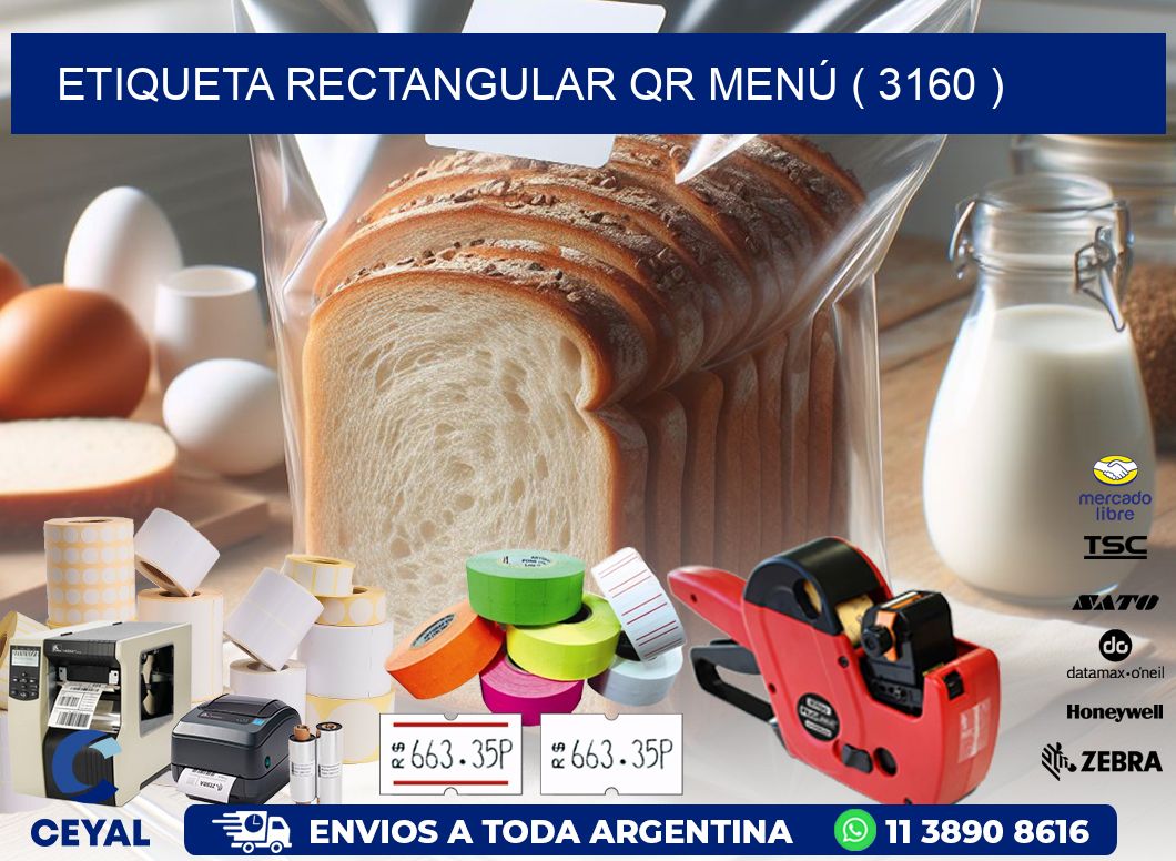 ETIQUETA RECTANGULAR QR MENÚ ( 3160 )