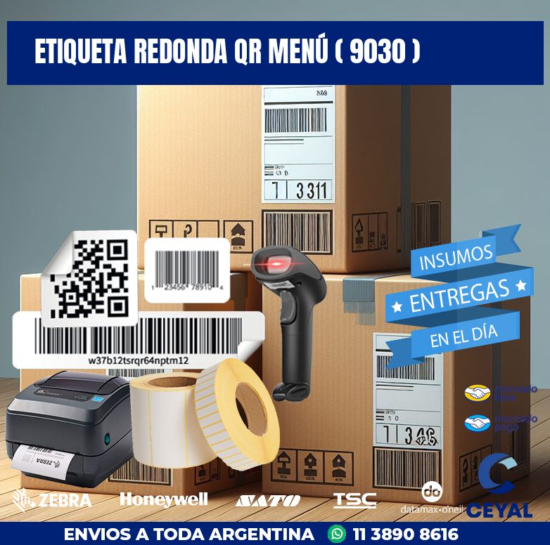 ETIQUETA REDONDA QR MENÚ ( 9030 )