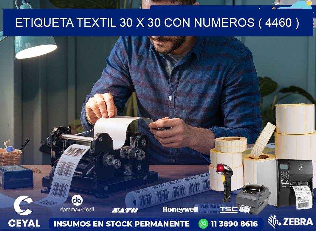 ETIQUETA TEXTIL 30 X 30 CON NUMEROS ( 4460 )