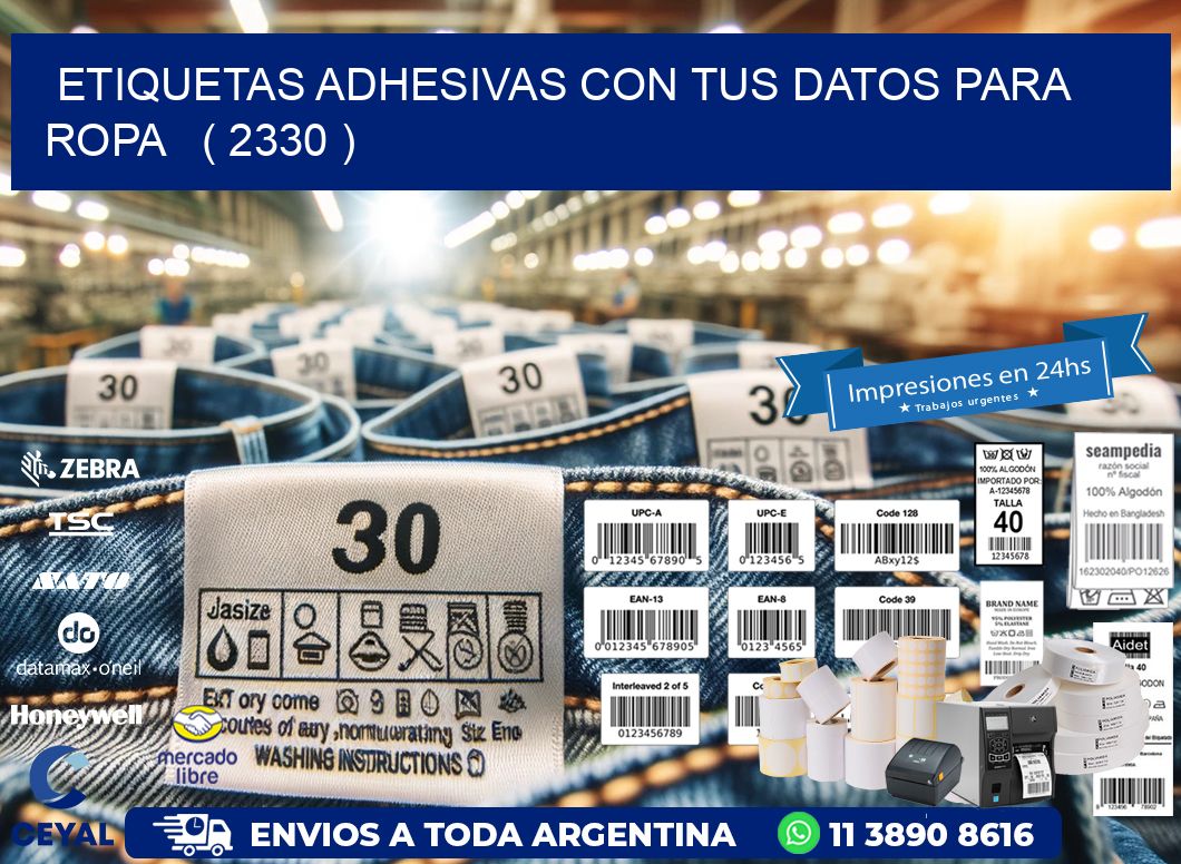 ETIQUETAS ADHESIVAS CON TUS DATOS PARA ROPA   ( 2330 )