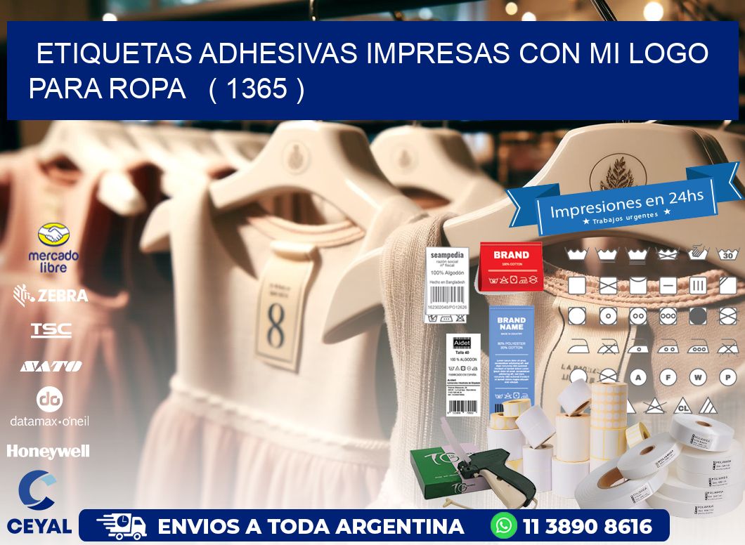 ETIQUETAS ADHESIVAS IMPRESAS CON MI LOGO PARA ROPA   ( 1365 )