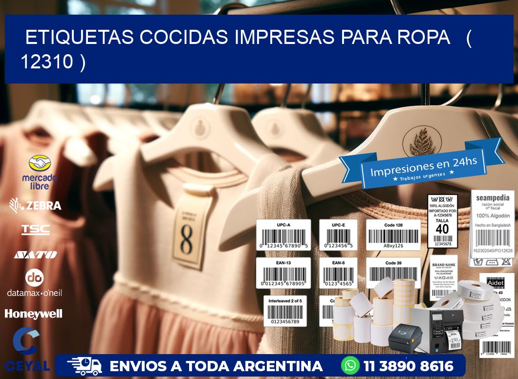 ETIQUETAS COCIDAS IMPRESAS PARA ROPA ( 12310 )