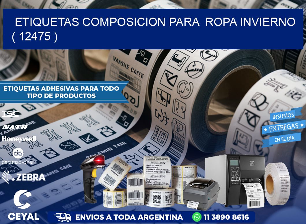 ETIQUETAS COMPOSICION PARA  ROPA INVIERNO   ( 12475 )