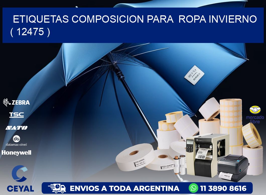 ETIQUETAS COMPOSICION PARA  ROPA INVIERNO   ( 12475 )