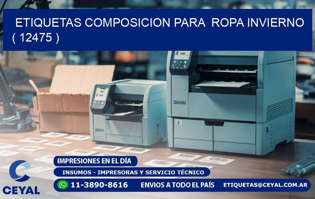 ETIQUETAS COMPOSICION PARA  ROPA INVIERNO   ( 12475 )