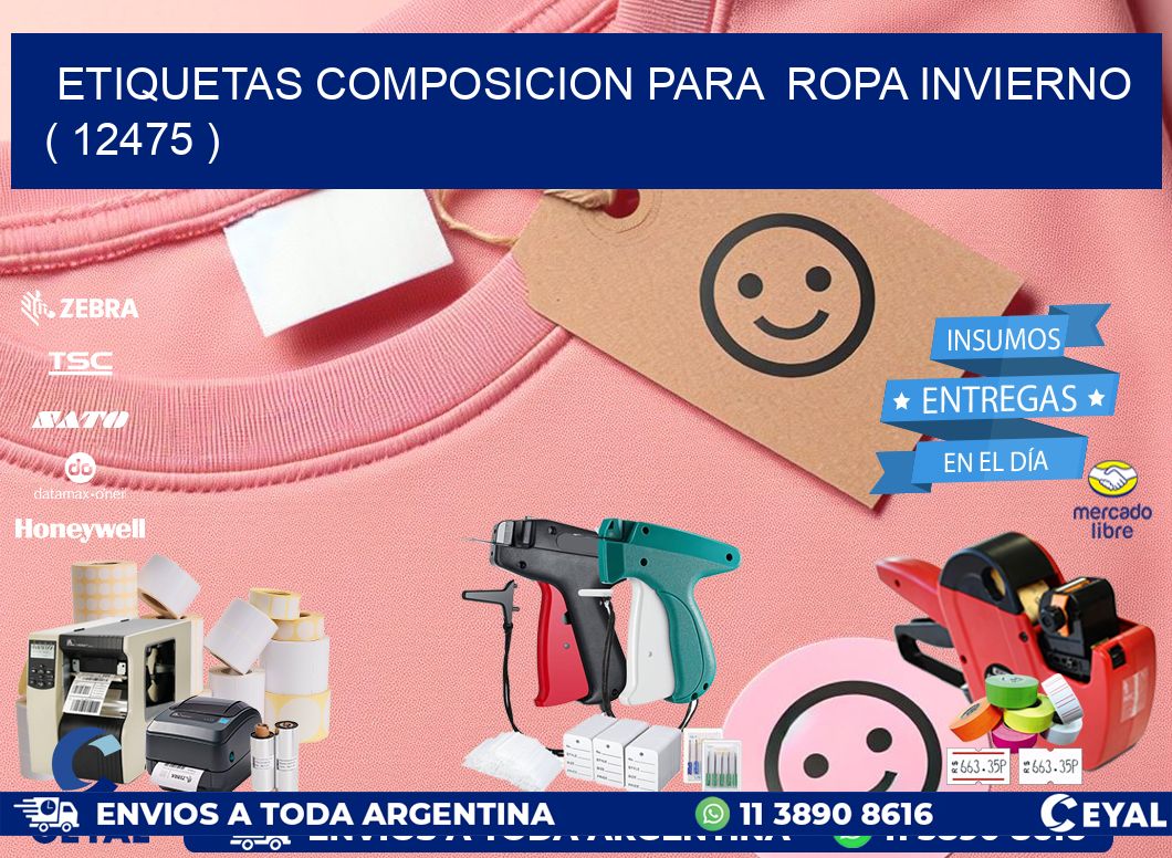 ETIQUETAS COMPOSICION PARA  ROPA INVIERNO   ( 12475 )