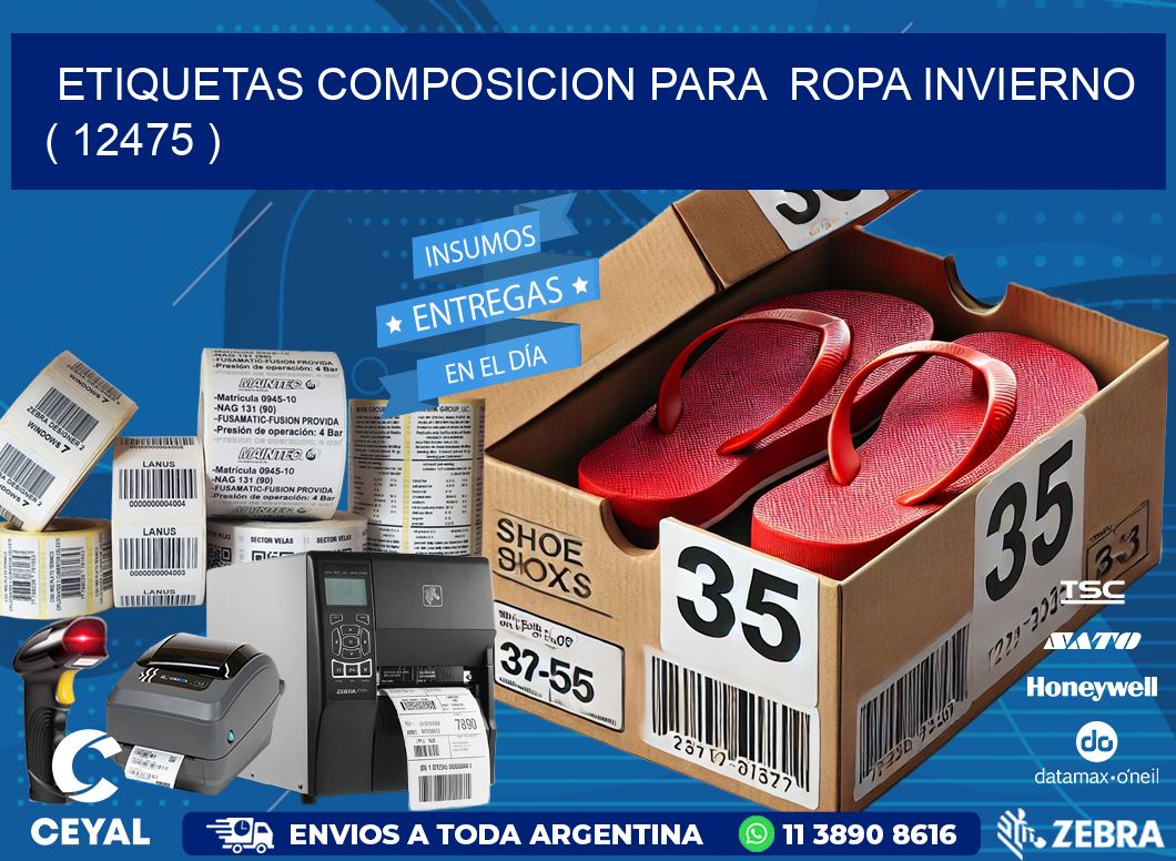 ETIQUETAS COMPOSICION PARA  ROPA INVIERNO   ( 12475 )