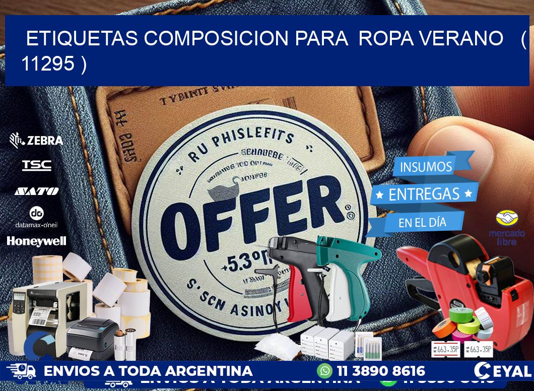 ETIQUETAS COMPOSICION PARA  ROPA VERANO   ( 11295 )