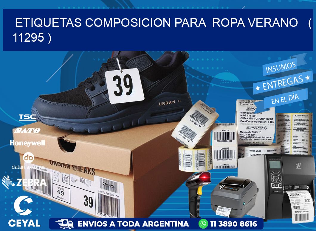 ETIQUETAS COMPOSICION PARA  ROPA VERANO   ( 11295 )