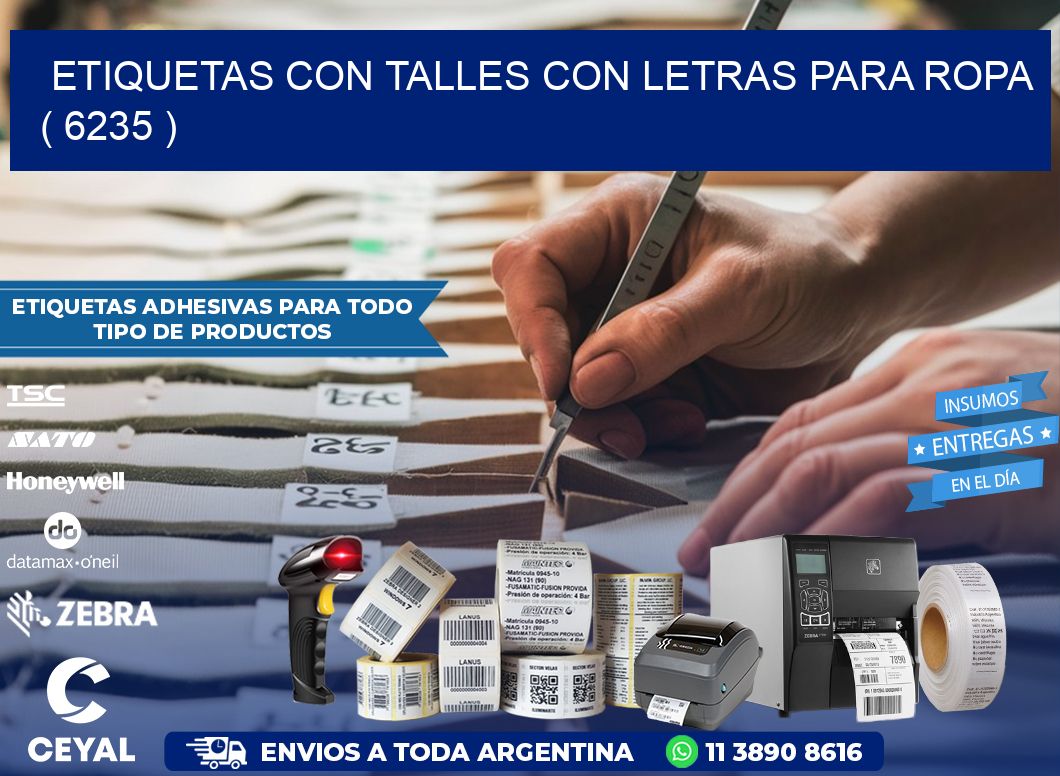 ETIQUETAS CON TALLES CON LETRAS PARA ROPA   ( 6235 )