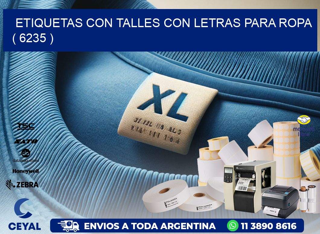ETIQUETAS CON TALLES CON LETRAS PARA ROPA   ( 6235 )