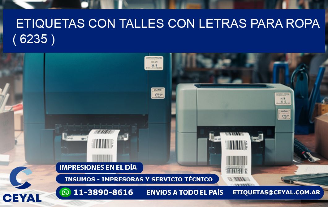 ETIQUETAS CON TALLES CON LETRAS PARA ROPA   ( 6235 )