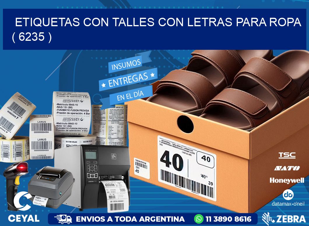 ETIQUETAS CON TALLES CON LETRAS PARA ROPA   ( 6235 )