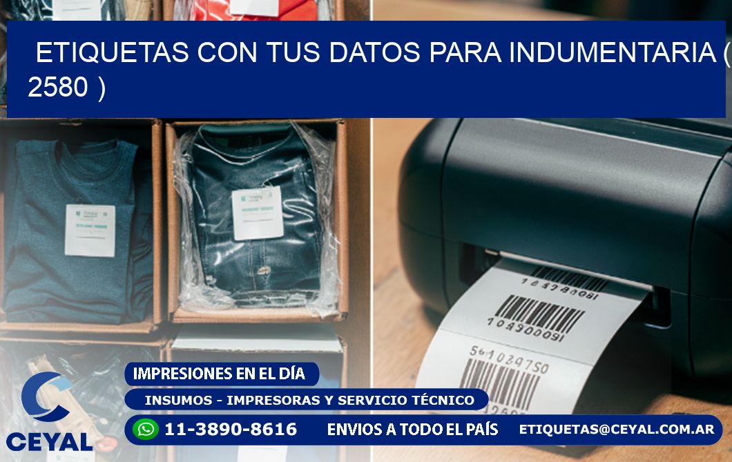 ETIQUETAS CON TUS DATOS PARA INDUMENTARIA ( 2580 )