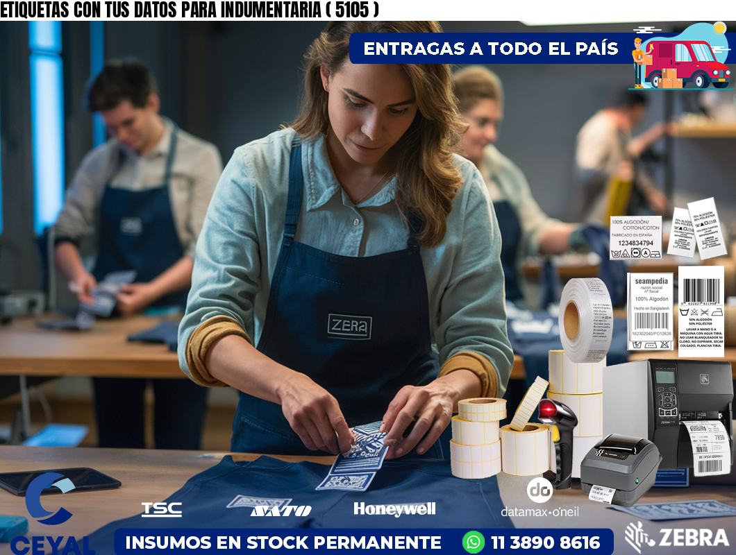 ETIQUETAS CON TUS DATOS PARA INDUMENTARIA ( 5105 )