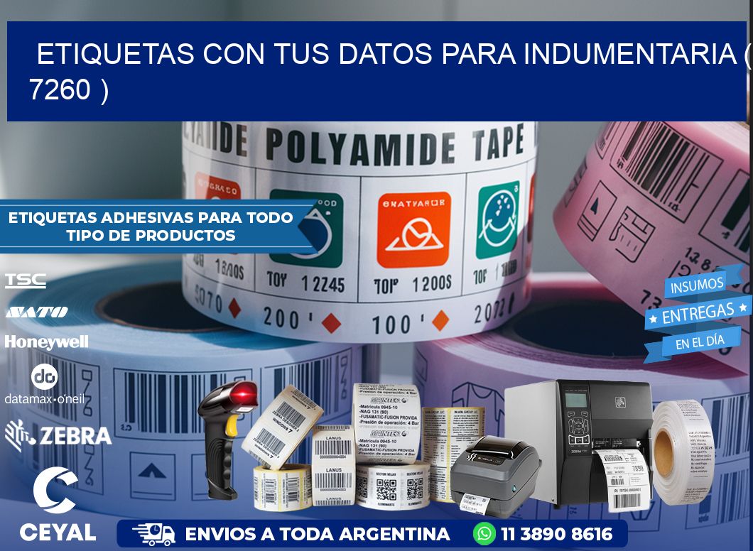 ETIQUETAS CON TUS DATOS PARA INDUMENTARIA ( 7260 )