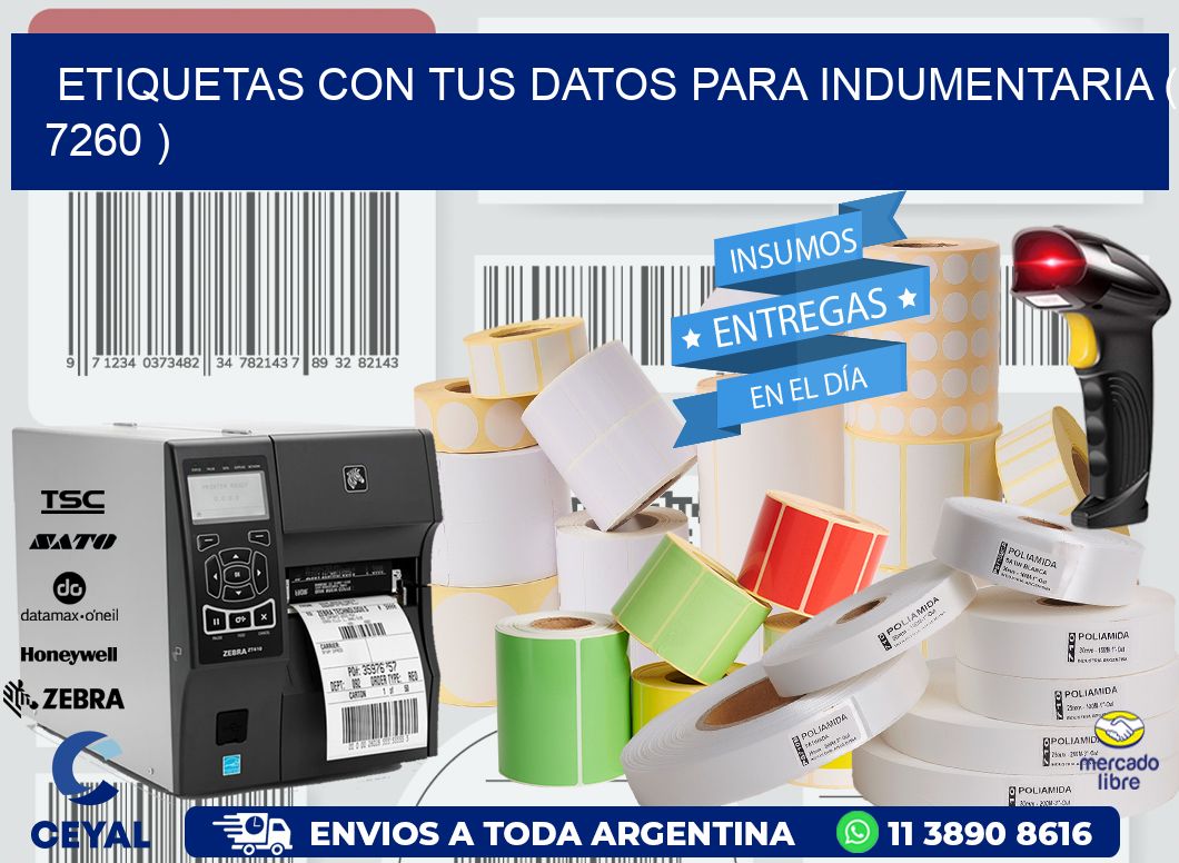 ETIQUETAS CON TUS DATOS PARA INDUMENTARIA ( 7260 )