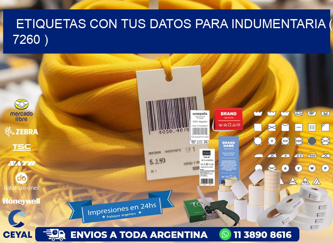ETIQUETAS CON TUS DATOS PARA INDUMENTARIA ( 7260 )