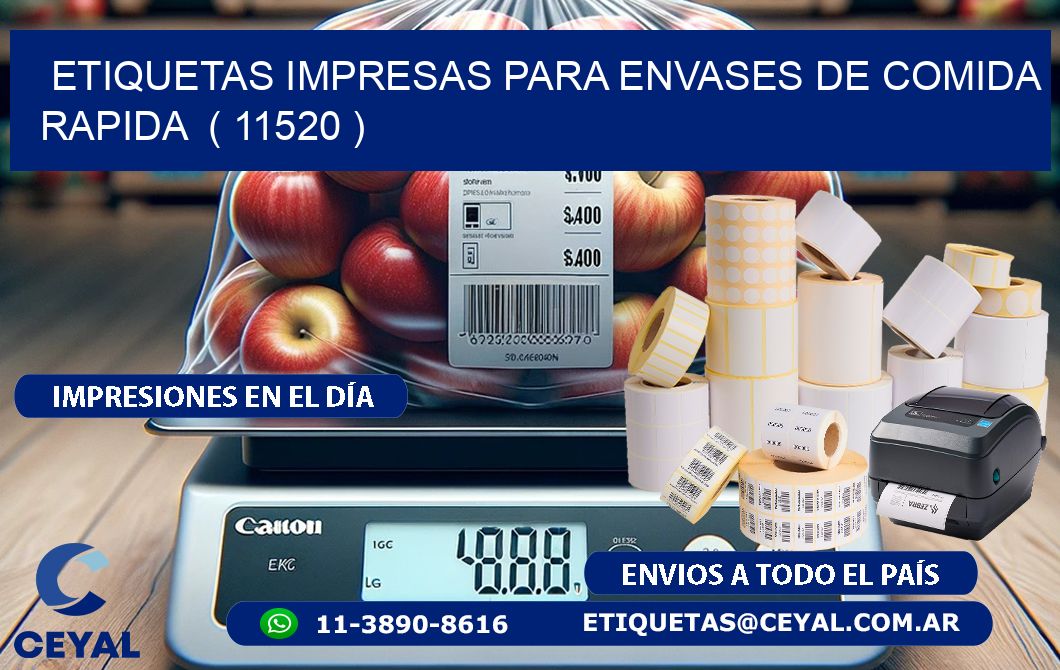 ETIQUETAS IMPRESAS PARA ENVASES DE COMIDA RAPIDA  ( 11520 )