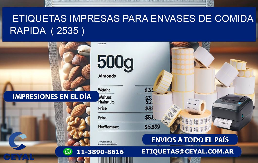 ETIQUETAS IMPRESAS PARA ENVASES DE COMIDA RAPIDA  ( 2535 )