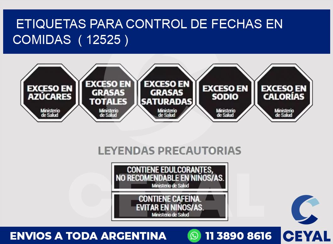 ETIQUETAS PARA CONTROL DE FECHAS EN COMIDAS  ( 12525 )