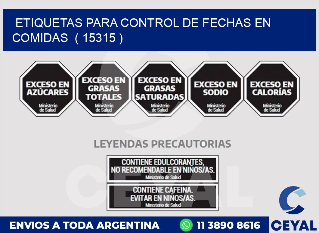 ETIQUETAS PARA CONTROL DE FECHAS EN COMIDAS  ( 15315 )