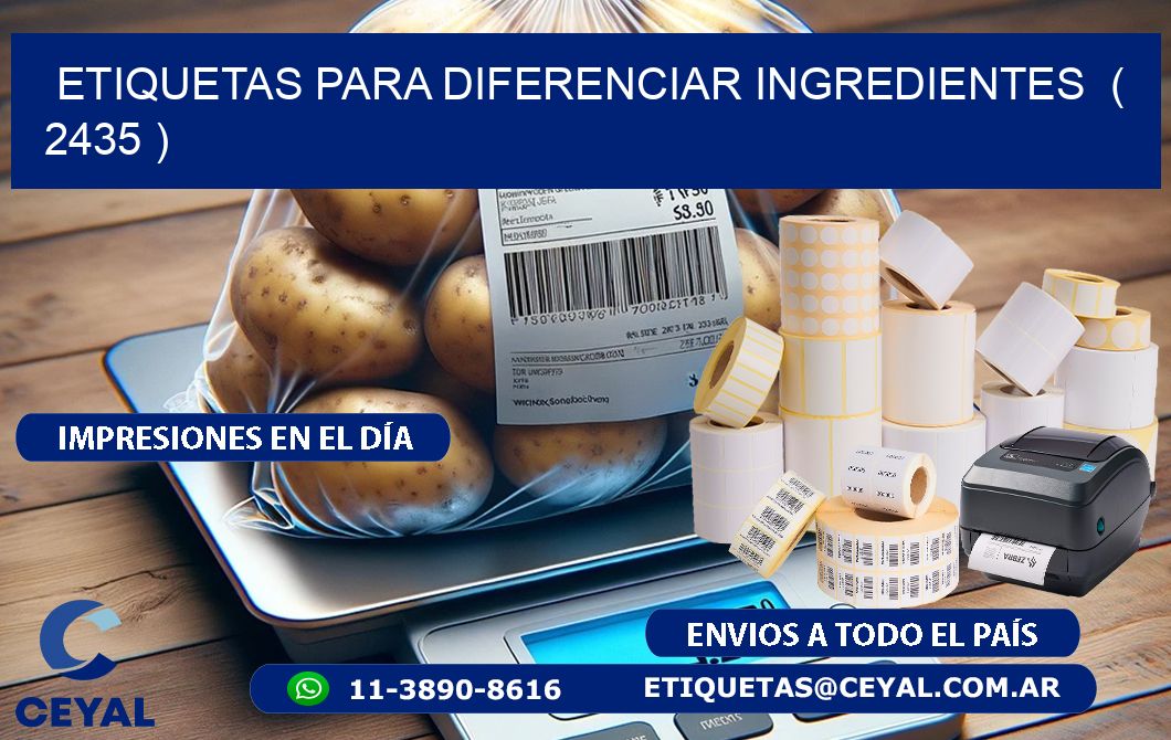 ETIQUETAS PARA DIFERENCIAR INGREDIENTES  ( 2435 )