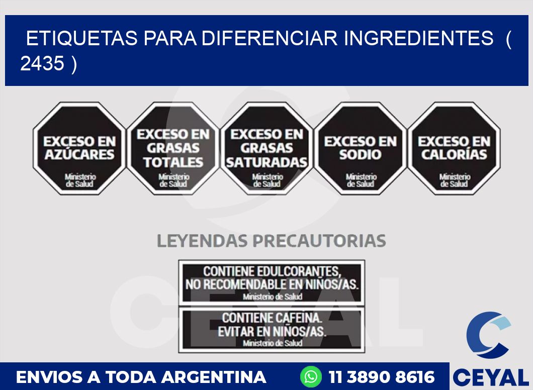 ETIQUETAS PARA DIFERENCIAR INGREDIENTES  ( 2435 )