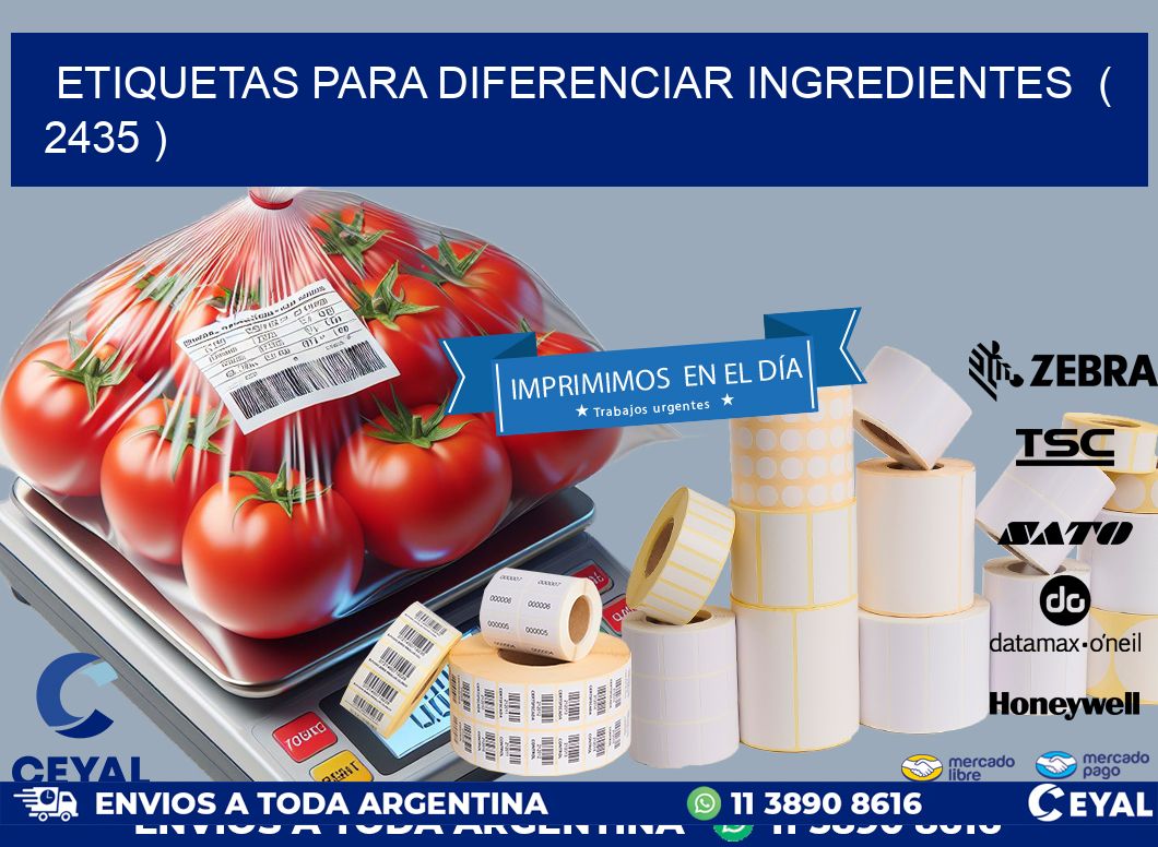 ETIQUETAS PARA DIFERENCIAR INGREDIENTES  ( 2435 )