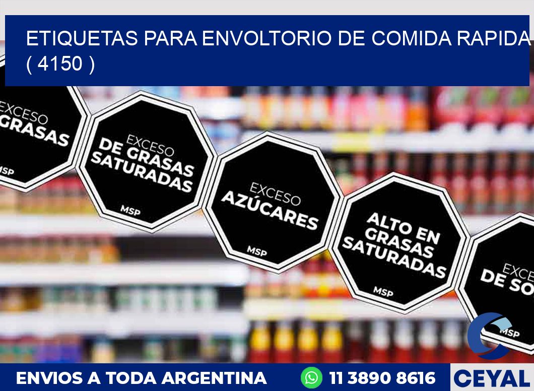 ETIQUETAS PARA ENVOLTORIO DE COMIDA RAPIDA ( 4150 )