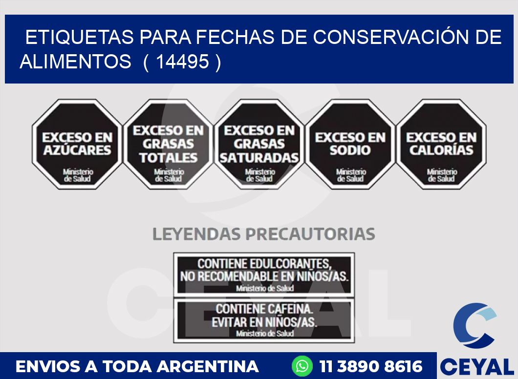ETIQUETAS PARA FECHAS DE CONSERVACIÓN DE ALIMENTOS  ( 14495 )