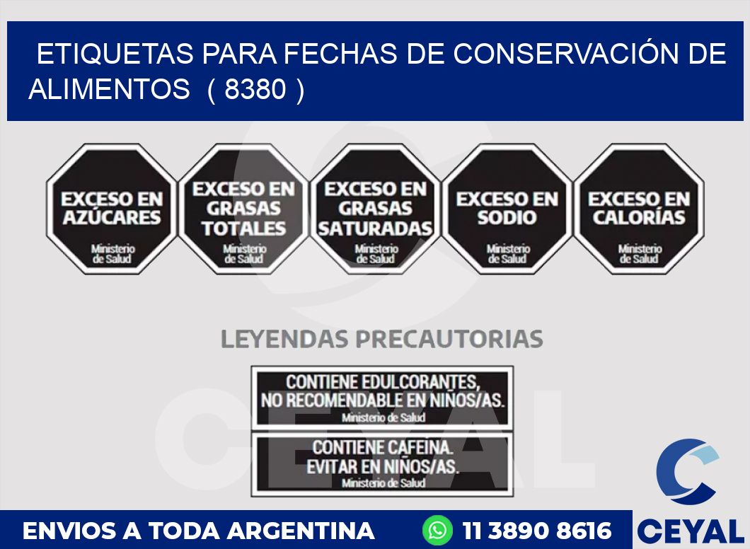 ETIQUETAS PARA FECHAS DE CONSERVACIÓN DE ALIMENTOS  ( 8380 )