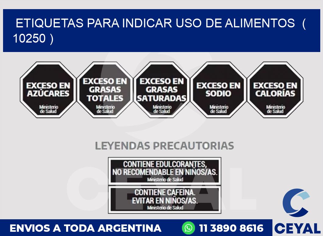 ETIQUETAS PARA INDICAR USO DE ALIMENTOS  ( 10250 )