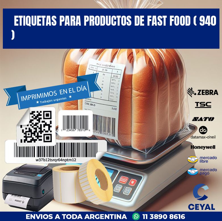 ETIQUETAS PARA PRODUCTOS DE FAST FOOD ( 940 )