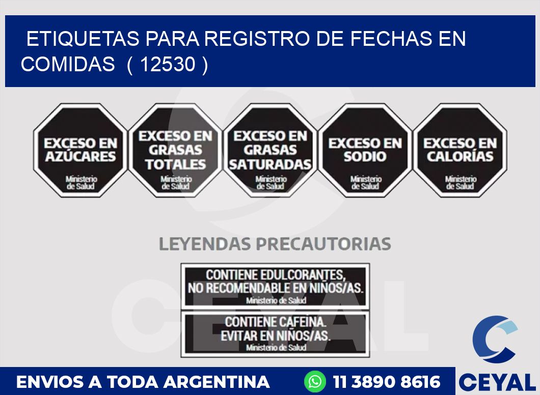 ETIQUETAS PARA REGISTRO DE FECHAS EN COMIDAS  ( 12530 )