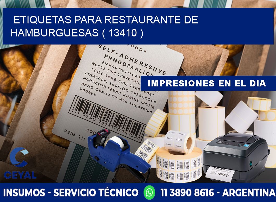 ETIQUETAS PARA RESTAURANTE DE HAMBURGUESAS ( 13410 )