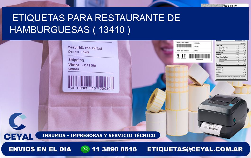 ETIQUETAS PARA RESTAURANTE DE HAMBURGUESAS ( 13410 )