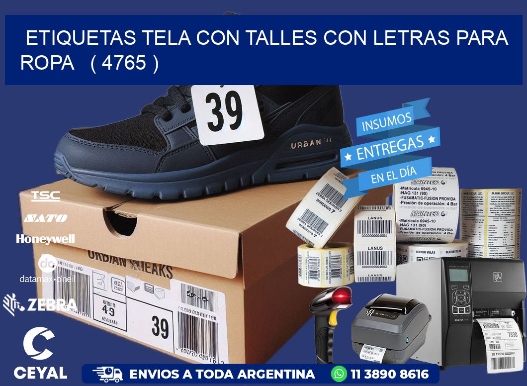 ETIQUETAS TELA CON TALLES CON LETRAS PARA ROPA   ( 4765 )