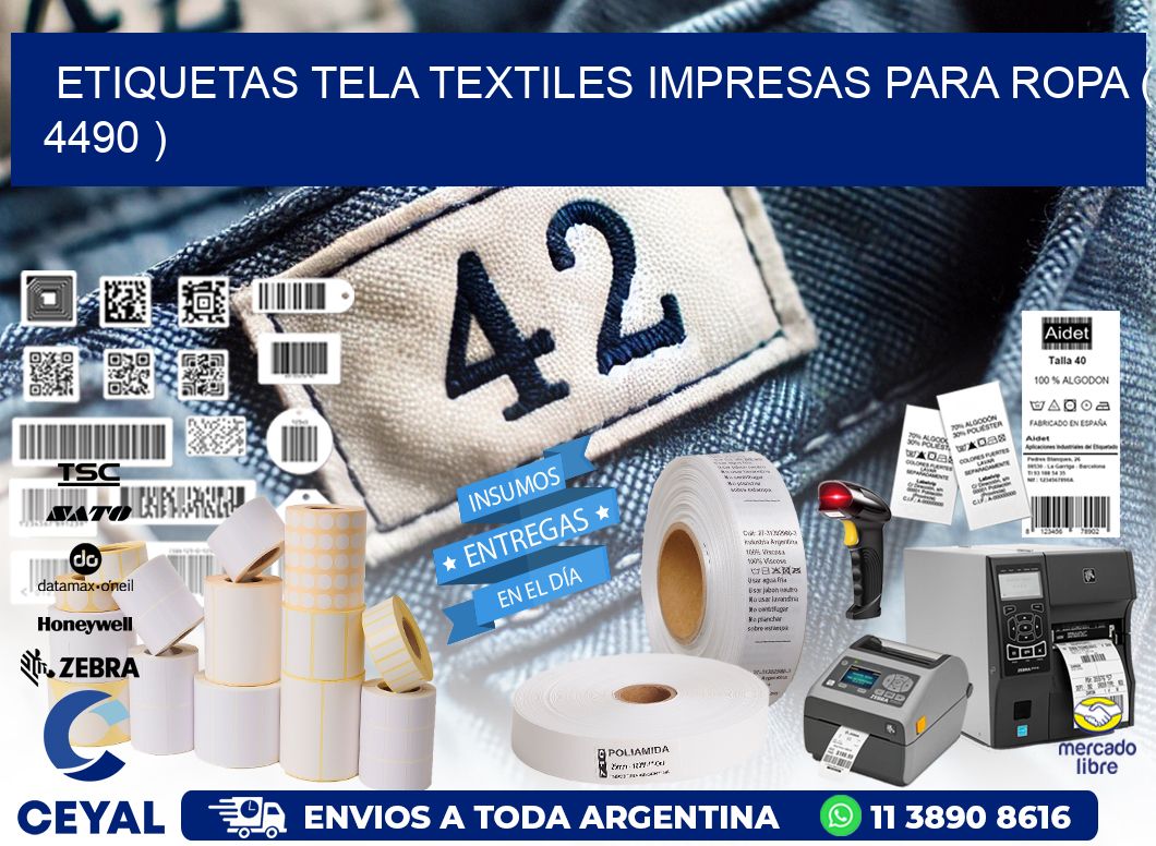 ETIQUETAS TELA TEXTILES IMPRESAS PARA ROPA ( 4490 )