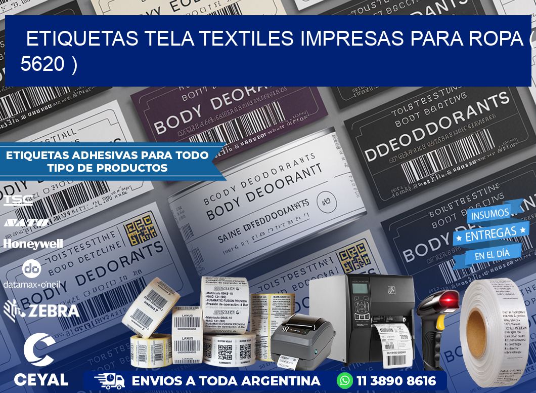 ETIQUETAS TELA TEXTILES IMPRESAS PARA ROPA ( 5620 )