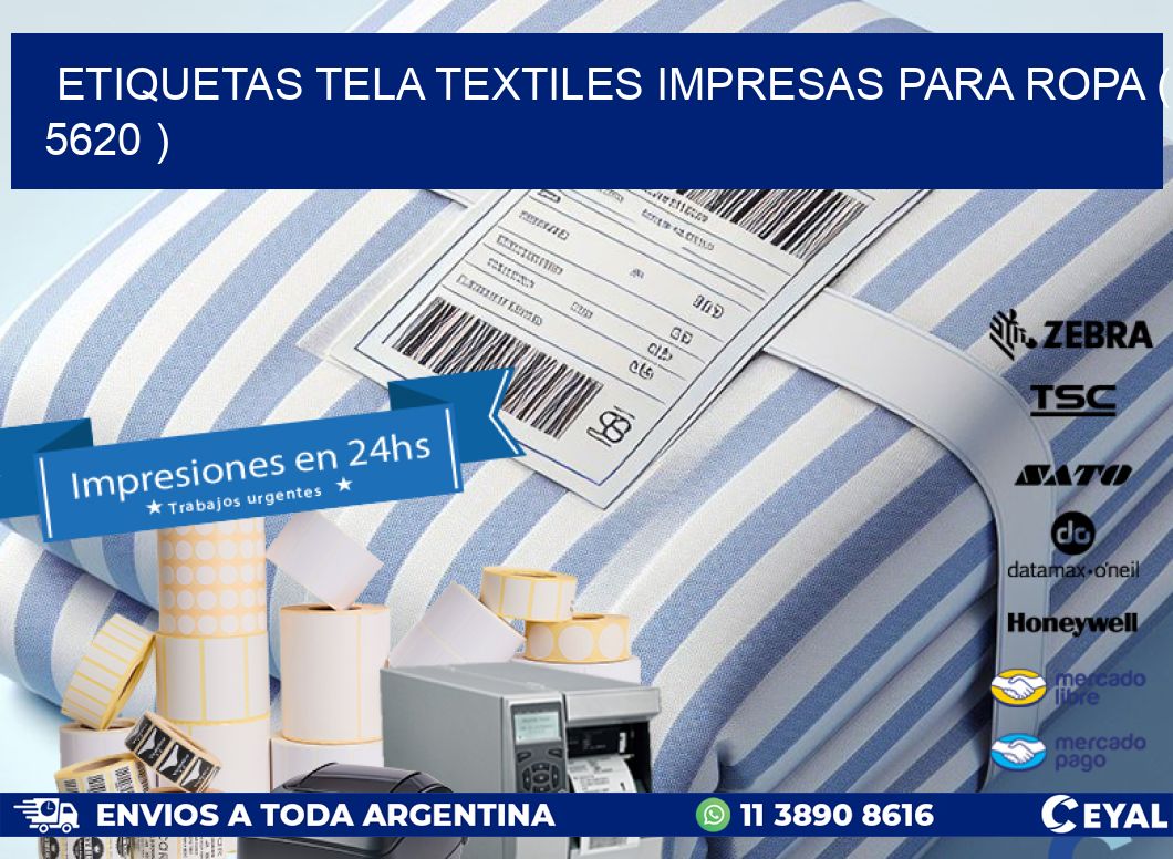 ETIQUETAS TELA TEXTILES IMPRESAS PARA ROPA ( 5620 )