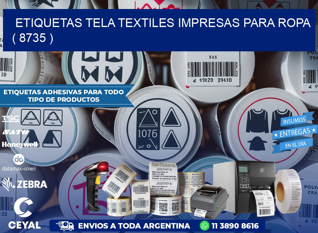 ETIQUETAS TELA TEXTILES IMPRESAS PARA ROPA   ( 8735 )