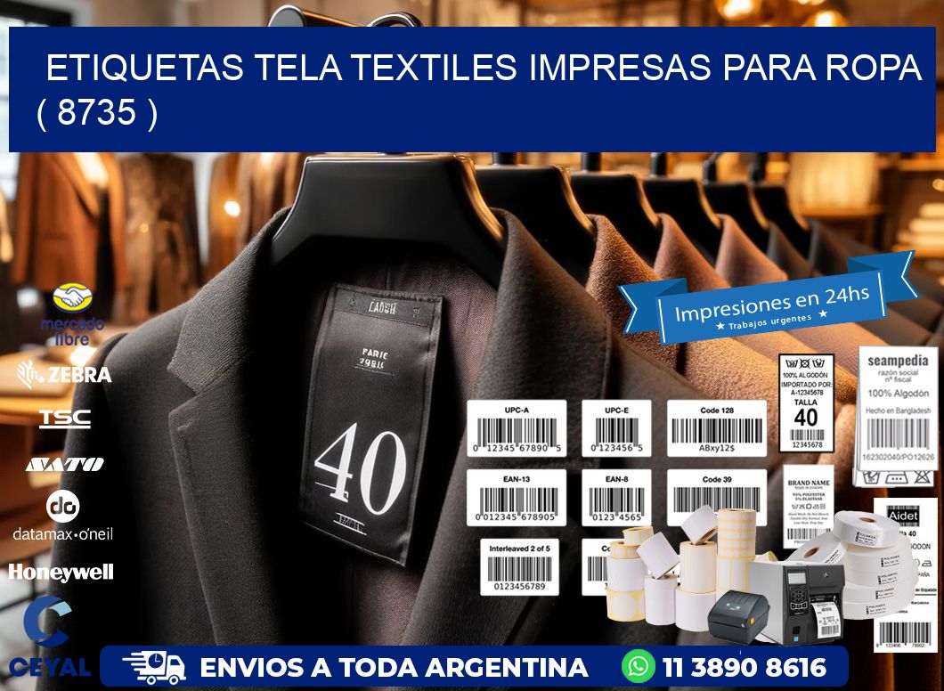 ETIQUETAS TELA TEXTILES IMPRESAS PARA ROPA ( 8735 )