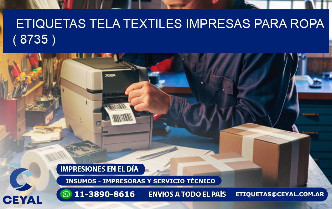 ETIQUETAS TELA TEXTILES IMPRESAS PARA ROPA ( 8735 )